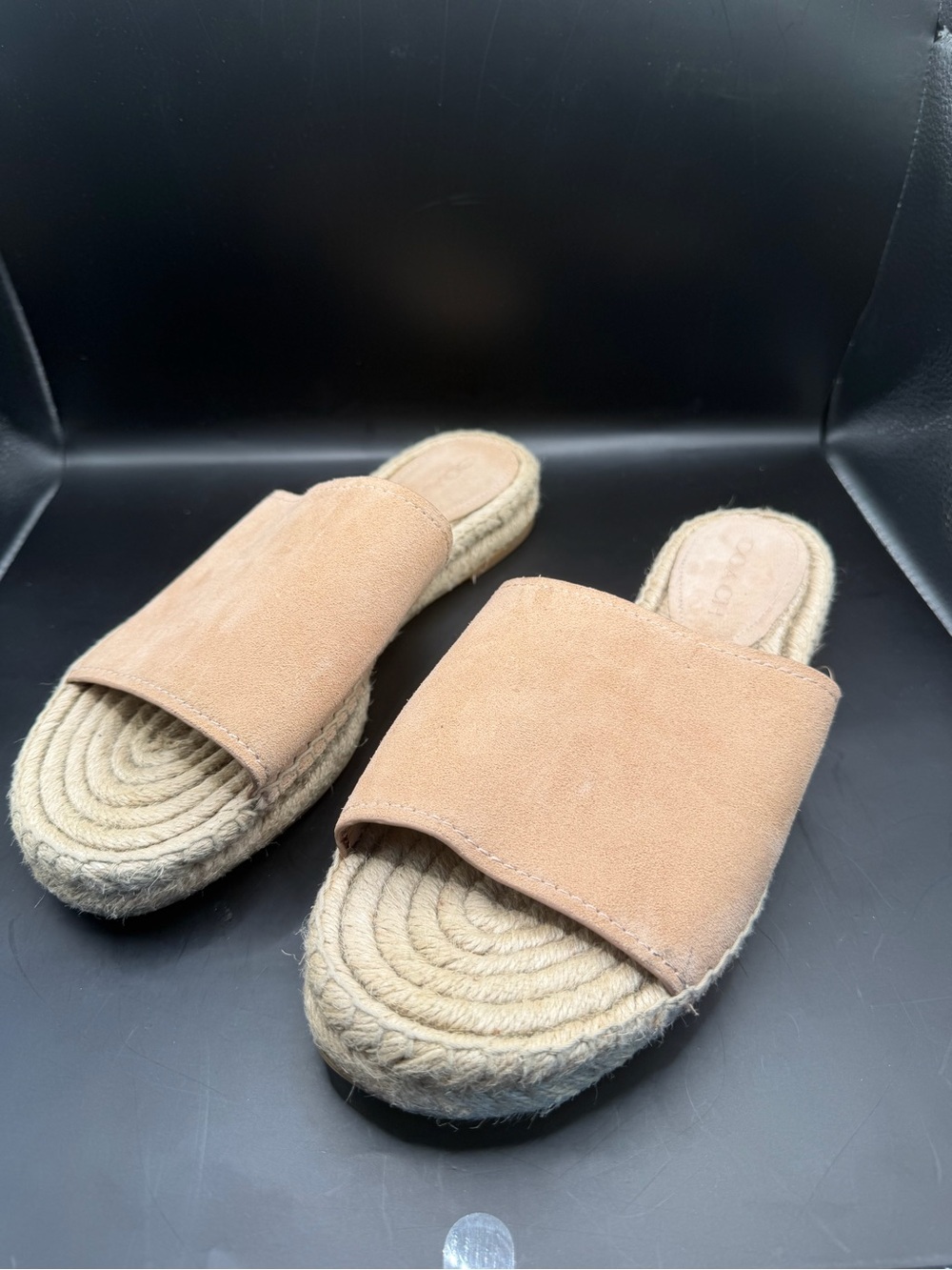 Coach Claudia Suede Espadrille Slide Sandals Beige Women’s Size 10B - Picture 1 of 9